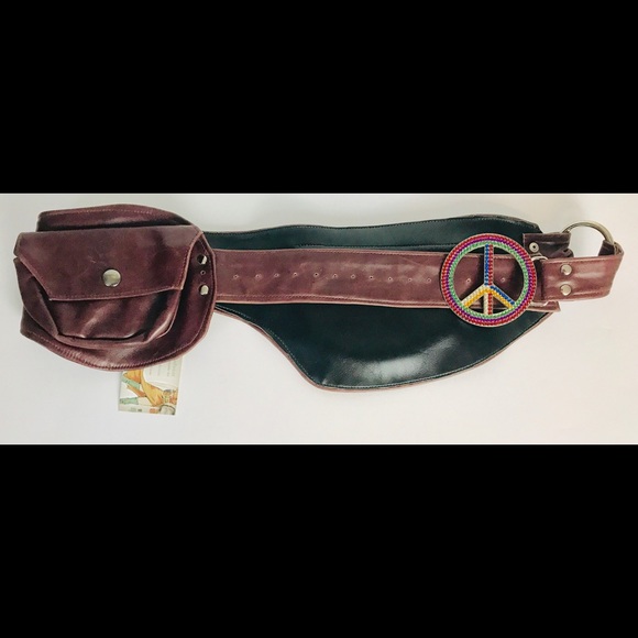 Handmade Accessories - Brown Leather Belt Bag, Burning Man Festival Bag